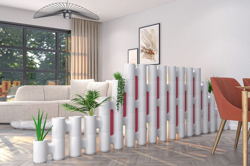 Freestanding room divider white and red